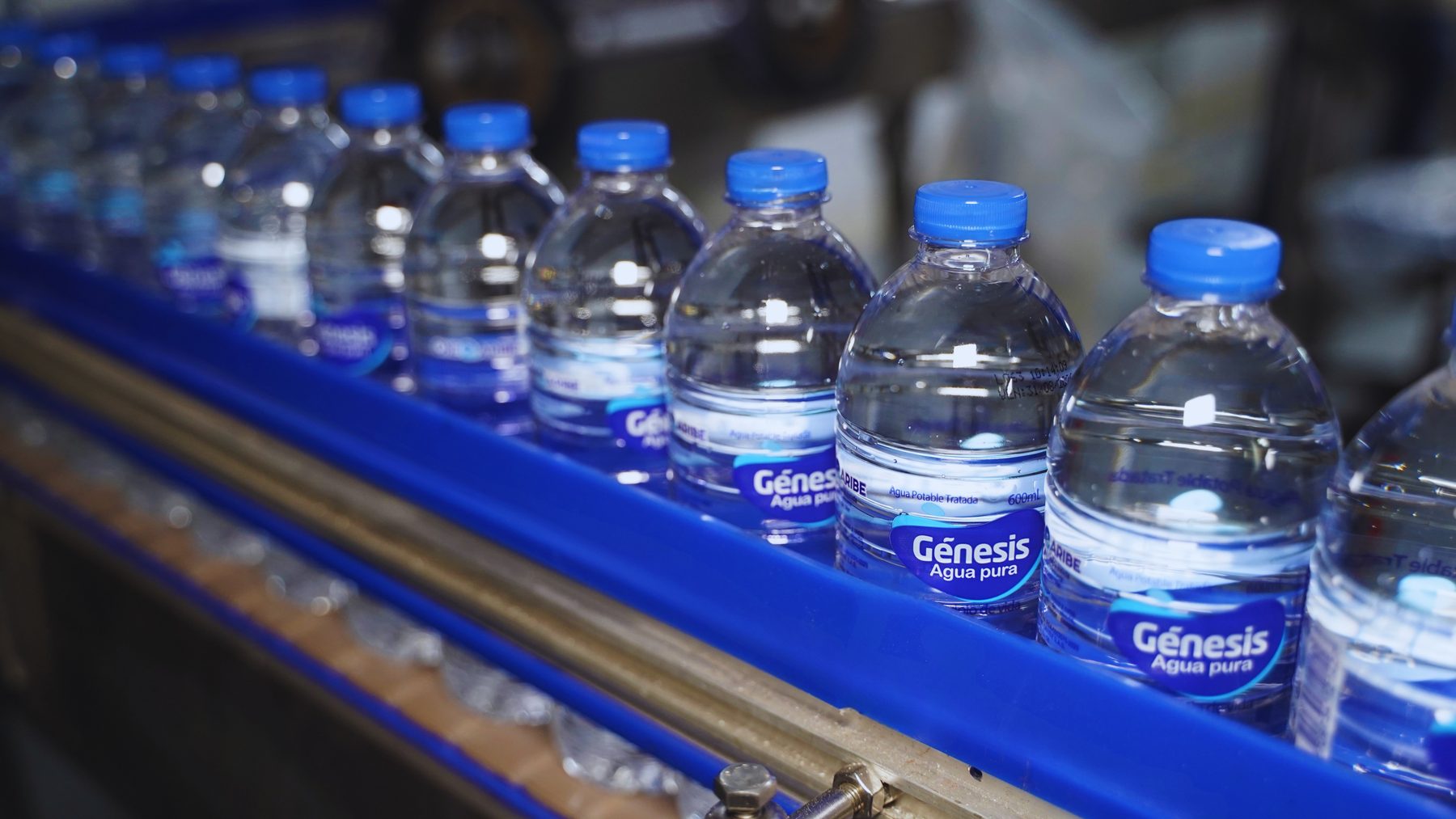 Botellas Génesis en la línea de envasado